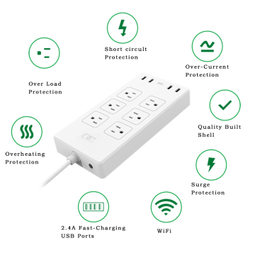 US Wholesale Multi-Purpose Wifi Smart Socket Power Strip With 6 Outlet 4 USB Port Pop Socket