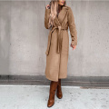 Women's Faux Wool Coat Blouse Thin Coats Trench