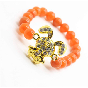 Red Aventurine Gemstone Bracelet with Diamante alloy rabbit Piece