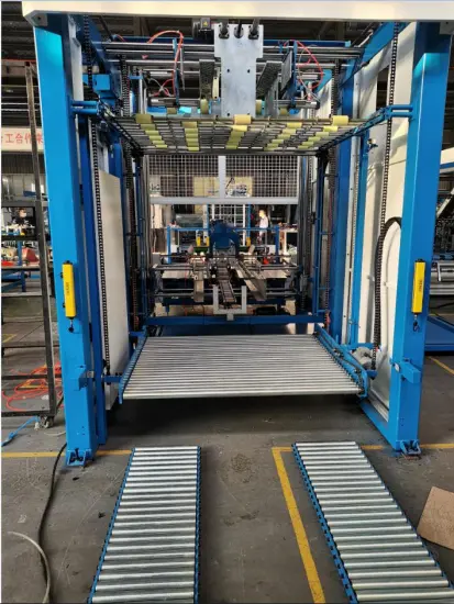Automatic flip flop pile turner stacker with auto pallet feeding