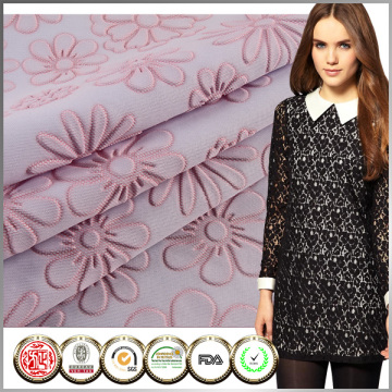 Latest style Lady dress embossed polyester fabric