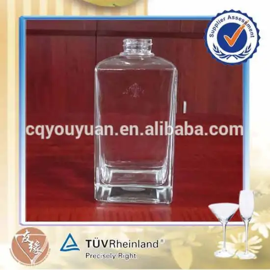 400ml brandy spirits high flint glass novelty clear glass wholesale price liquor square bottle