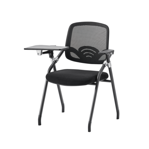 Black training chair with writing tablet