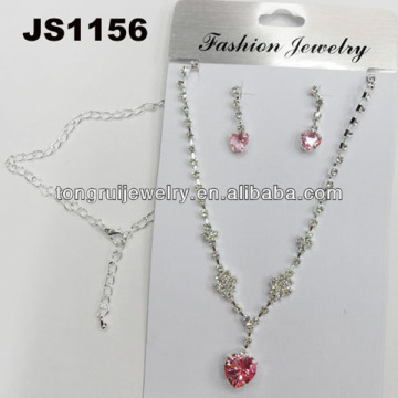 cheap rhinestone crystal heart shaped necklace and earring necklace earring sets