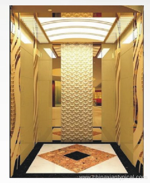 Golden Mirror Passenger House Panoramic Cargo Observation Residential Elevator