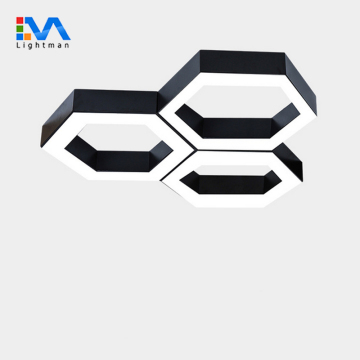 Lampu Loket Hexagon Honeycomb: Secara bebas menggabungkan candelier pejabat, pencahayaan siling 600mm