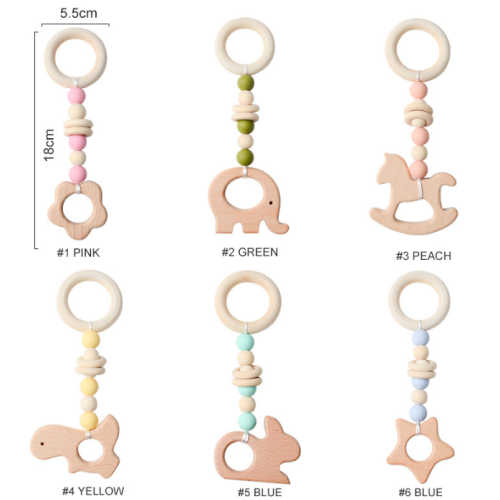 Giocattoli per la dentizione per bambini in legno naturale anello teether