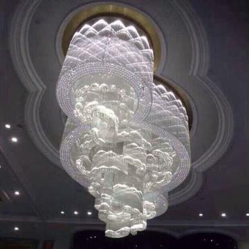 Customized Hotel Lobby Design with Big Restaurant and Crystal Chandelier