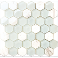 mosaïque en verre et marbre hexagone