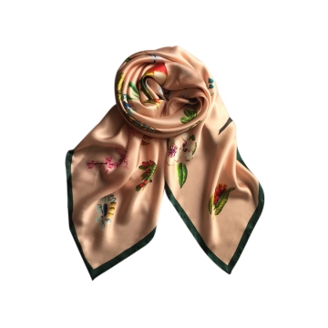 Custom Logo Digital Print Pure Silk Satin Scarves for Women