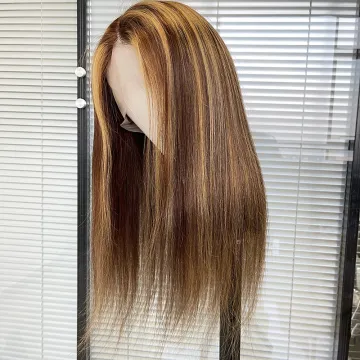 4/27 piano colored honey blonde highlight wig ,pre plucked human lace front wig 13*4*1,blonde highlight wig lace front