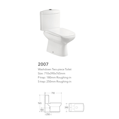 Two-piece toilet installing and arrival toilet