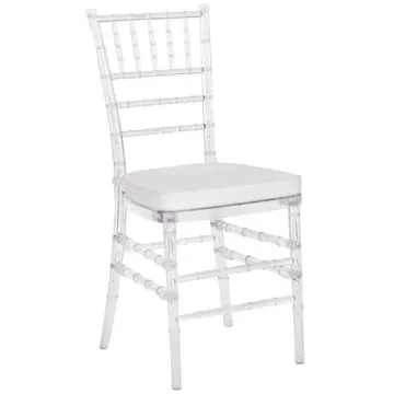 Clear Acrylic Stackable Event & Wedding Chiavari Chairs with Seat Pads