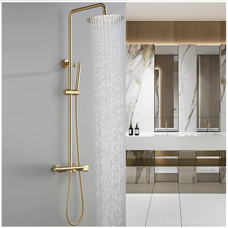 Ensemble de douches de pluie de salle de bain en or de luxe