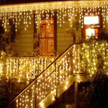 In Stock 220V Christmas Decoration Light: 1M 36LED Curtain Icicle Fairy Light - Warm White, Waterproof