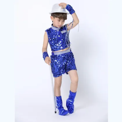 children blue sequins hip hop dance costume