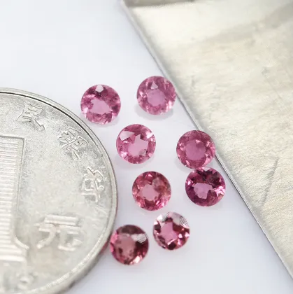 Natural Pink Tourmaline Round Diamond Cut Tourmaline Gems