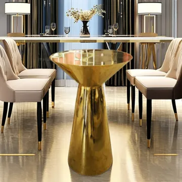 Modern Stainless Steel Wedding Coffee Dining Table Set with Glass Metal Legs
