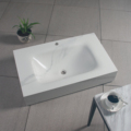 Modern White Hot Bending Seamless One Piece Toilet with Side Splash Rock Slab Basin in Sintered Stone