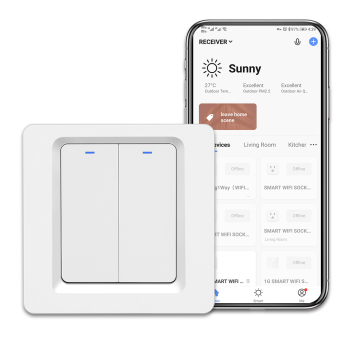 Interruptor mecánico de pandillas Bingoelec 2 sin cable neutral Tuya panya impermeable smart zigbee botón de iluminación de botón