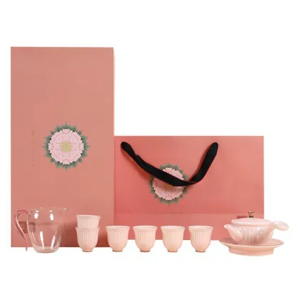 Custom Chinese Style Porcelain Pink Tea Cup Set for Kung Fu Tea