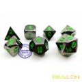 Deluxe Gloss Black Metal 7pcs Polyhedral Dice Set, Black Metal RPG Game Dice Metal 7pcs Set of d4 d6 d8 d10 d12 d20 d%