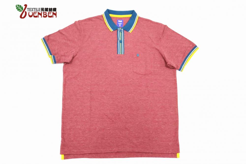65%Poly 35%Cotton Melange Jersey With Contrast Collar