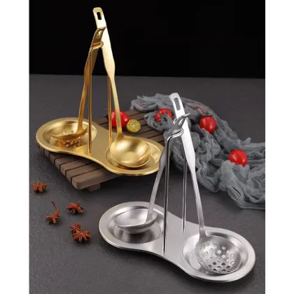 Gold Stainless Steel Table Spoon Rack Metal Holder Silver Kitchen Ladle Spoon Rest