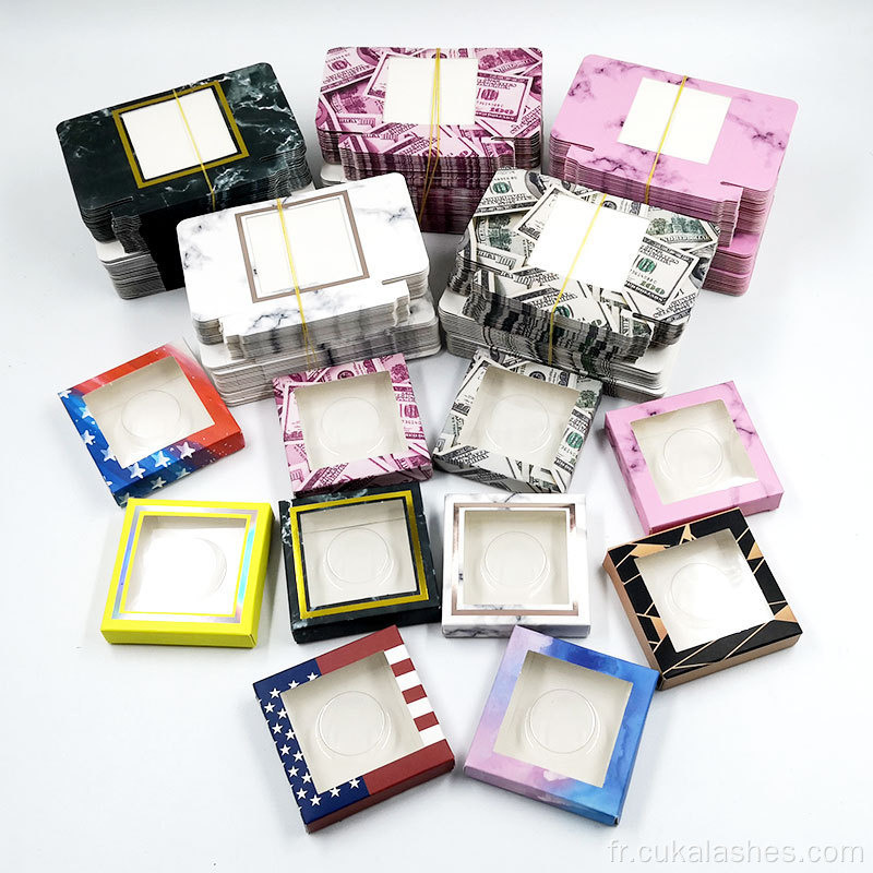Boîtes de cils en papier holographique carré faux cils faux cils