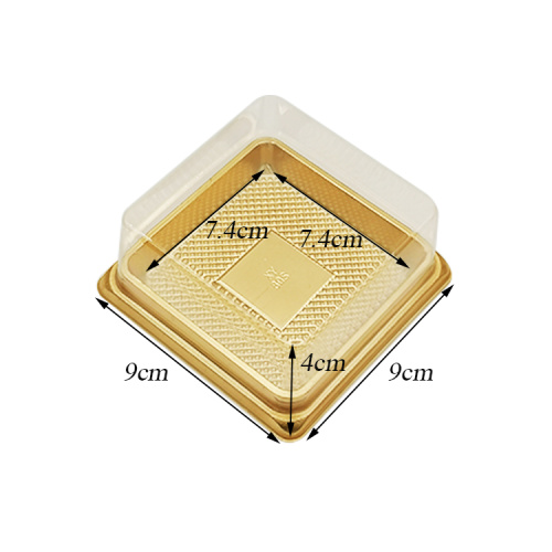 Square Black Gold Clear Plastic Cake Box