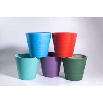 Jardinera decorativa en relieve de forma redonda