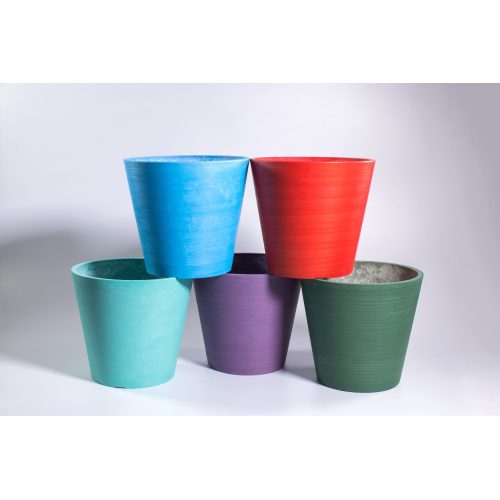 Jardinera decorativa en relieve de forma redonda