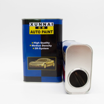 Empty square car paint container with plastic cap