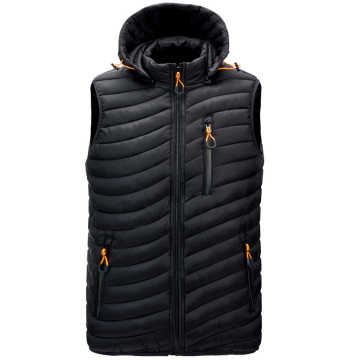 Factory Wholesale Men's Nylon Waistcoat/Vest Puffer Down Jacket with Hood and Pockets