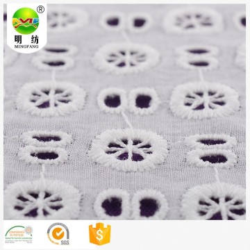 2019 cotton textile eyelet embroidered lace fabric for girl dress