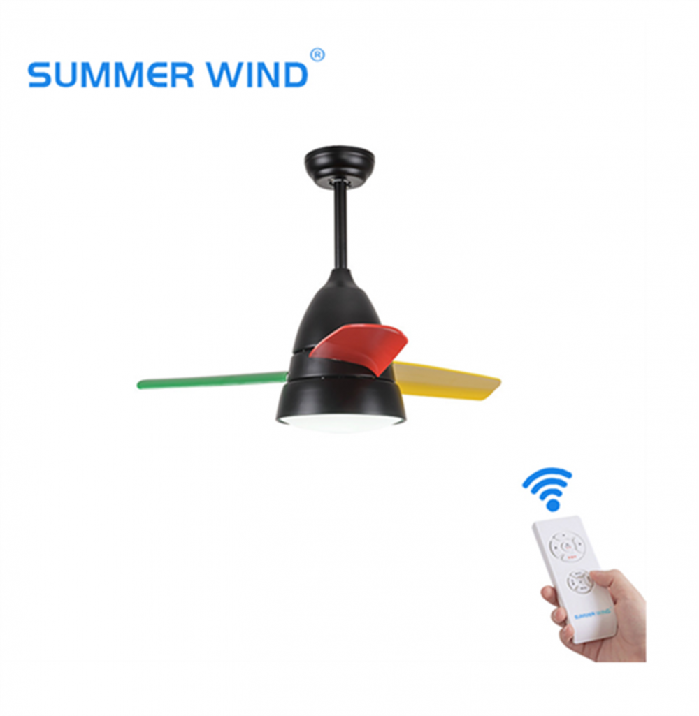 Small design colorful blade ceiling fan light