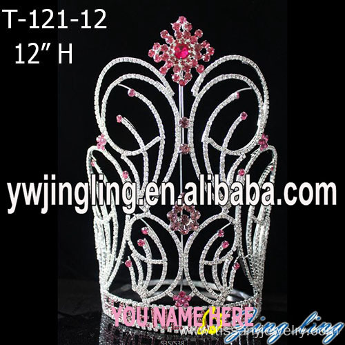 Wholesale Big Rhinestone Pink Snowflake Pageant Crown