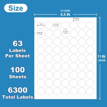 63 Labels 1" round sticker paper