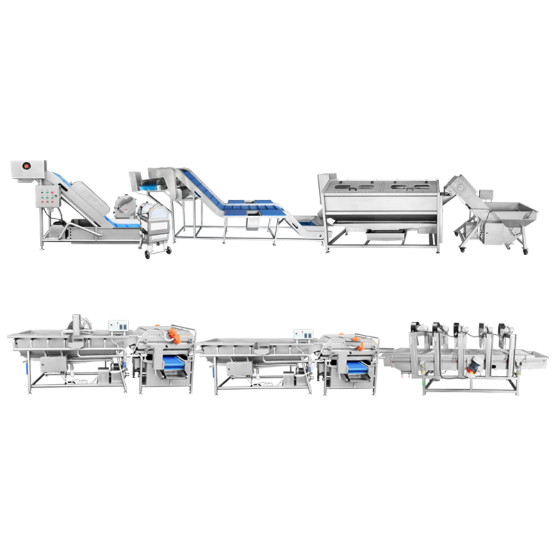Máquinas de producción de línea de procesamiento de cebolla de raíz a gran escala