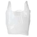 Carryout Poly Tote Custom Printed Shopping Grocery Vest Handle One-off T Shirt White PE Bag