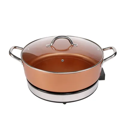 Deep Non-Stick Coating Dishwasher Safe Electric Fry Pan for Household Use
