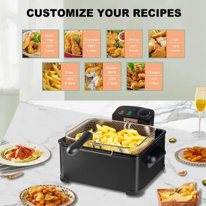 Black Stainless Steel Electric Deep Fryer
