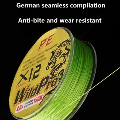 Wear-resistant Anti-bite 12x PE Braided Fishing Line, Green, 0.28mm, 150m