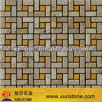 Interior decoration Beige travertine mosaic tile,marble mosaic tile