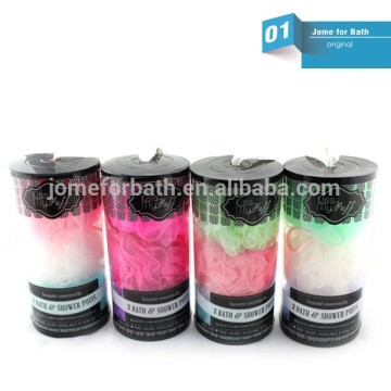 bath sponges set/4pcs bath net sponge ball set/4pcs mesh bath sponge set