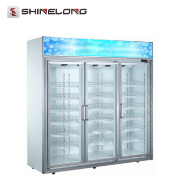 R027 Commercial Transparent Glass Door Supermarket Showcase Refrigerator