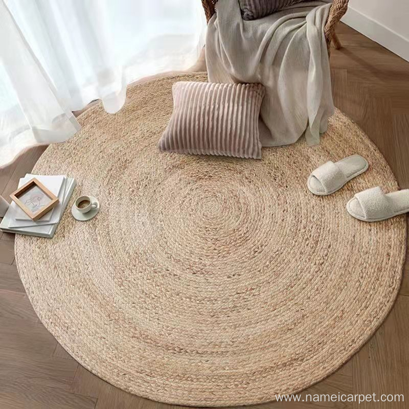 Water Hyacinth braided round floor mat rug carpet