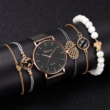 6-teiliger Luxus-Uhr-Uhr-Set für Frauen: Ein stilvolles und funktionales Geschenk inklusive Modequarzuhren und Armband-Handgelenkwächter