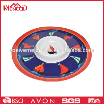 Big size melamine divided dinner plate/chip and dip