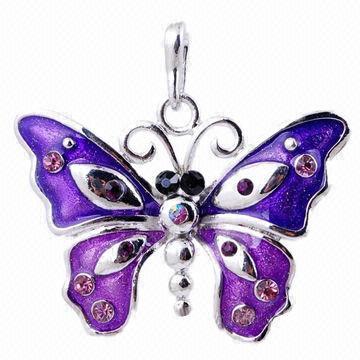 Fashion colorful zinc-alloy silver butterfly-shape pendant for jewelry